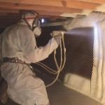 Home Sweet Foam Insulation Worker Spraying Under Crawl Space
